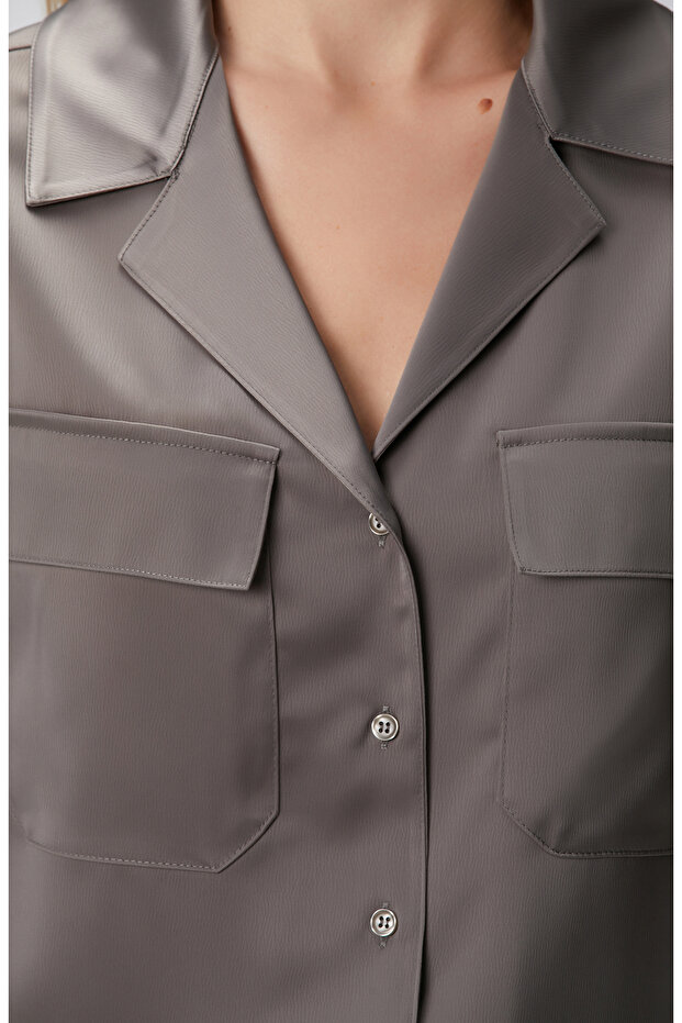 Haki Saten Gömlek - 6