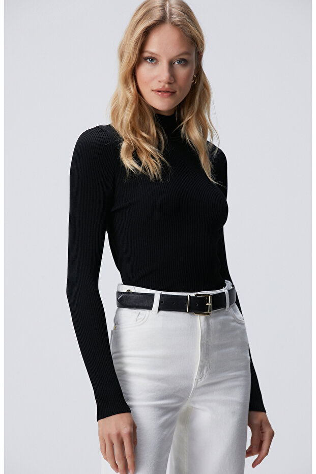 Siyah Rayon Basic Kazak - 4