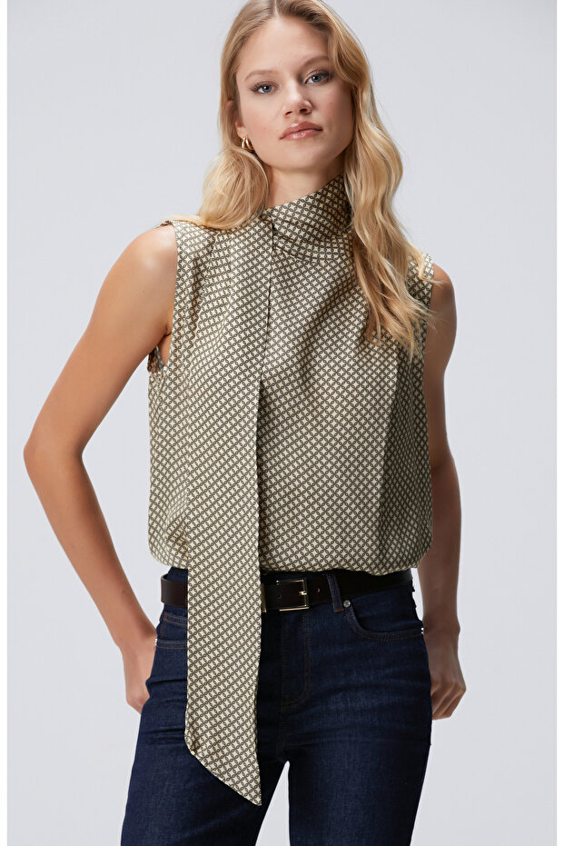 Sarı Desenli Bluz - 1