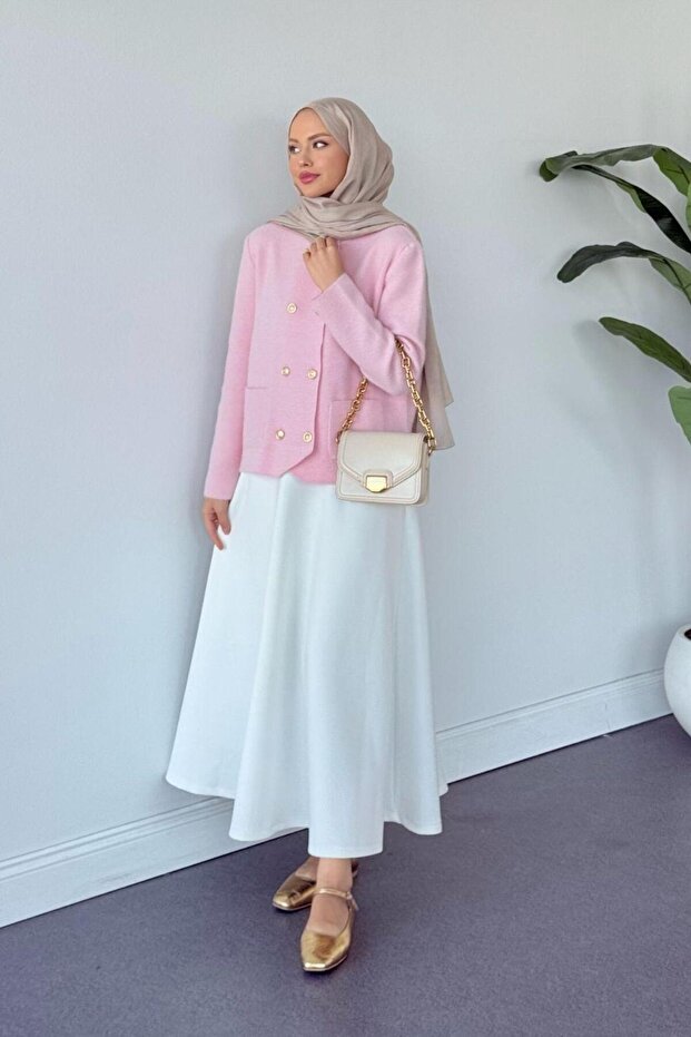 Sumud Triko Hırka Pembe - 2