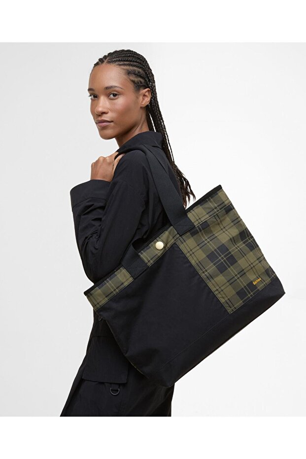 Mya Patchwork Kol Çantası BK11 Black/Olive Check - 2