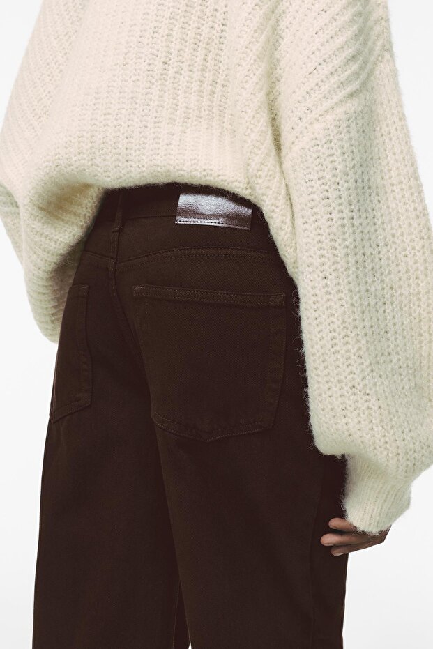 Çapraz belli geniş paça jean - 5