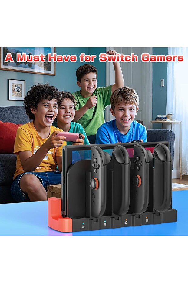 USB Charger Compatible with Nintendo Switch 2 and Joy-Con Controllers, 4-Port Magnetic Fast Charging - 7