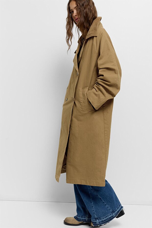 Uzun kol manşetli palto - 4