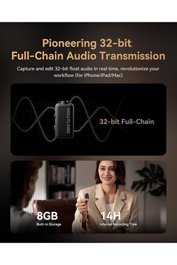 Hollyland LARK MAX 2 Combo, Wireless Lavalier Microphone, AI Noise Cancelling, 32-bit Full-Chain Aud - 5