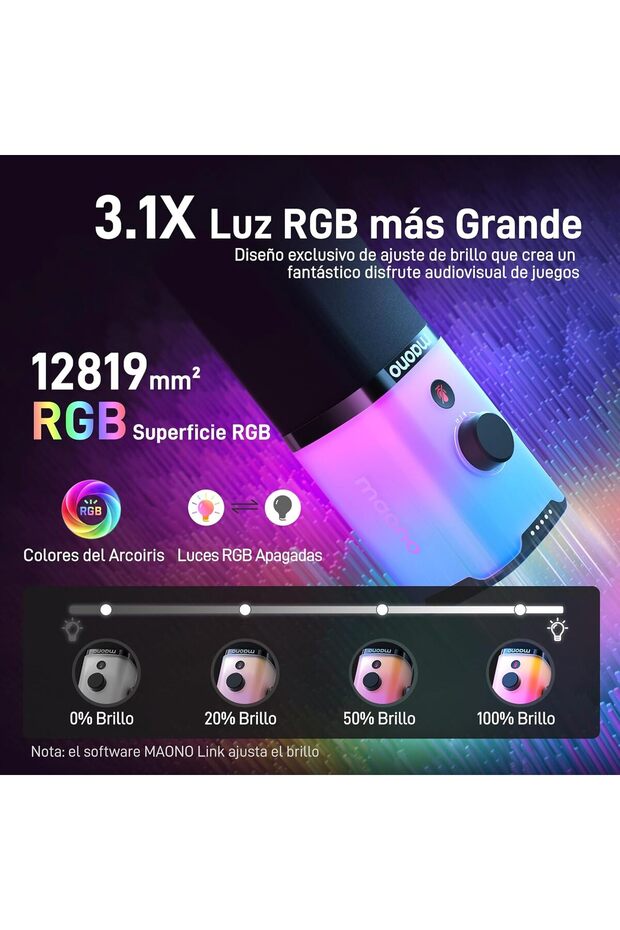 XLR USB Gaming Microphone: Dynamic RGB Microphone with Software for Streaming Podcast Voice Re - 4