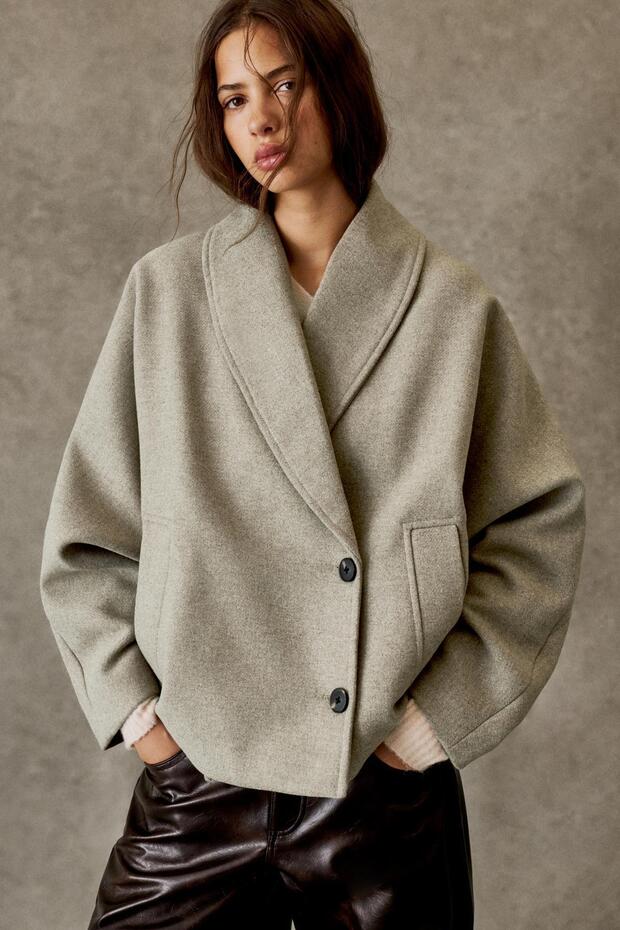 Volümlü yünlü kısa kaban - 1
