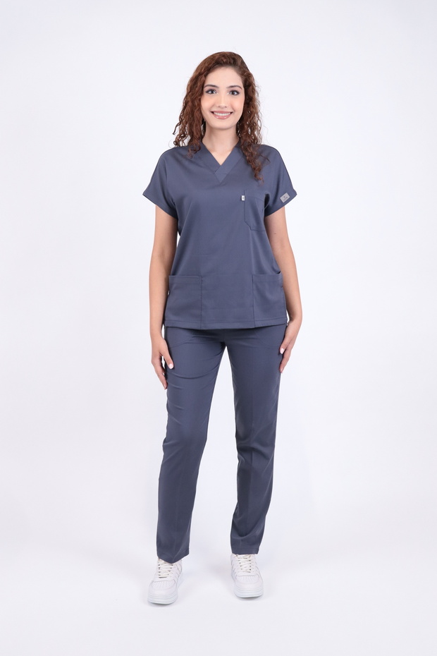 Unisex Stretch Fabric Nurse Doctor Scrubs Set Breathable Fabric Scrubs Hospital Uniform Smoke