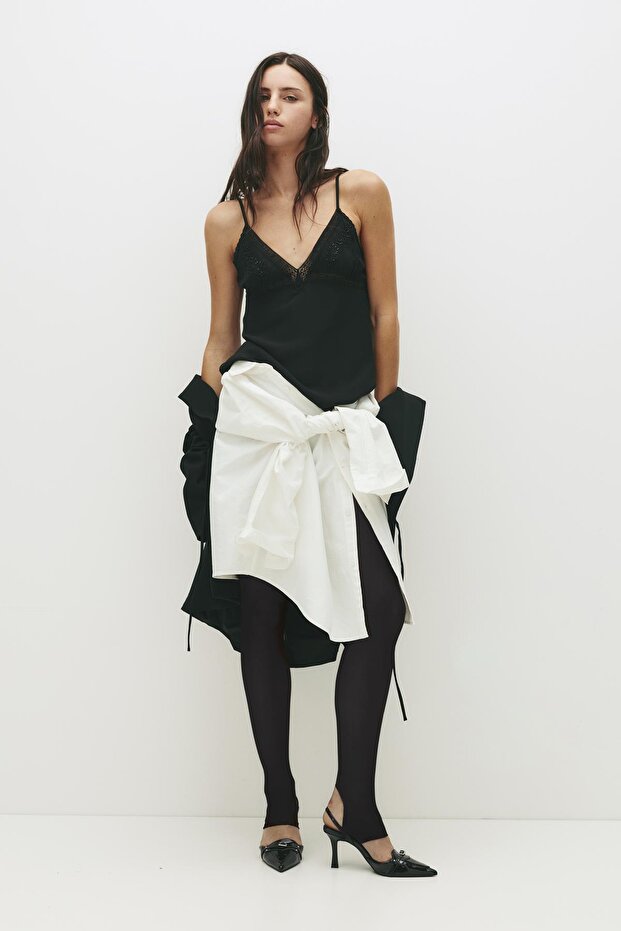 Dantelli boncuklu slip top - 3