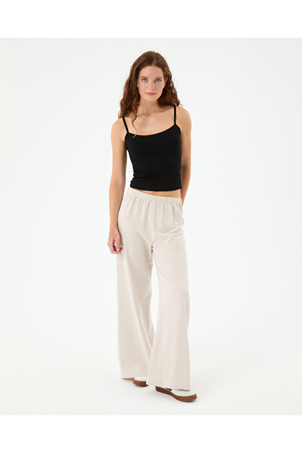 Siyah EcoVero™Viskoz Kadın Çift katlı Basic Askılı Atlet - 5