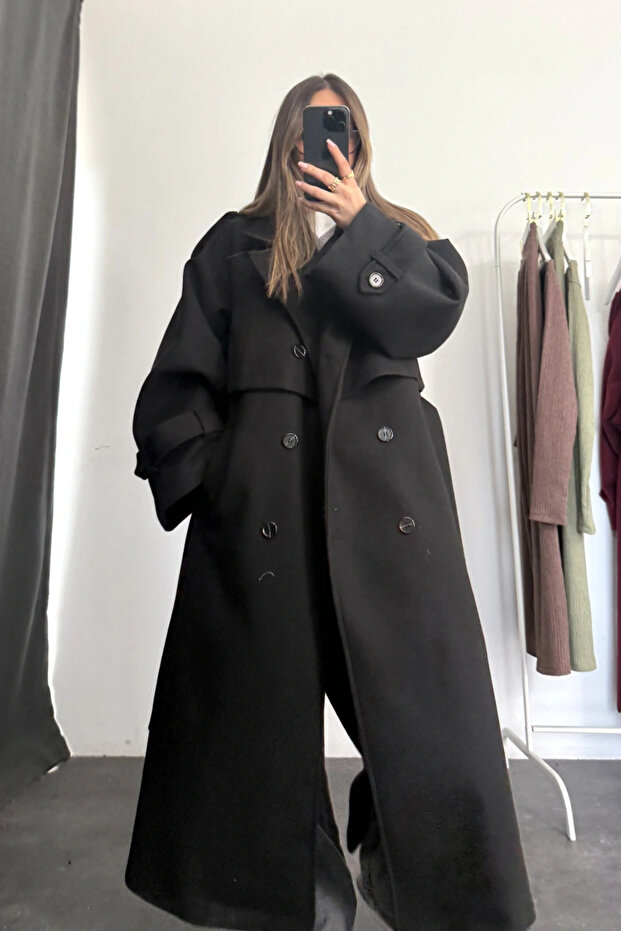 Premium Buttoned Cashmere Coat - 2