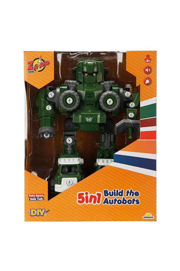 5in1 Sesli ve Işıklı Sök Tak Robot - Yeşil - 6