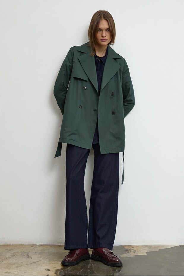 Mora Short Trench Coat Green