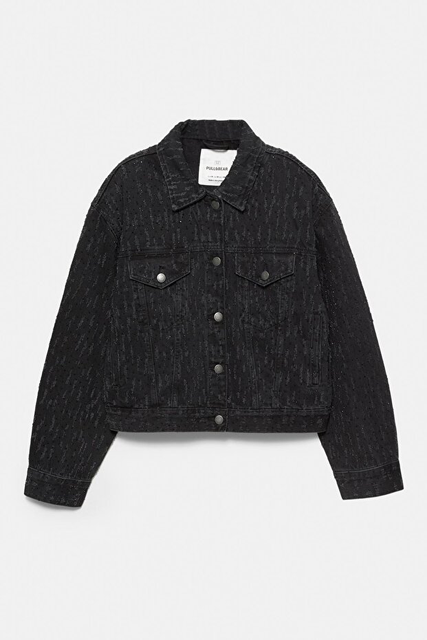 Payetli denim ceket - 6
