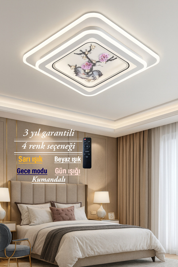 Lucent Modern Çiçek Desenli Plafonyer Avize - 1