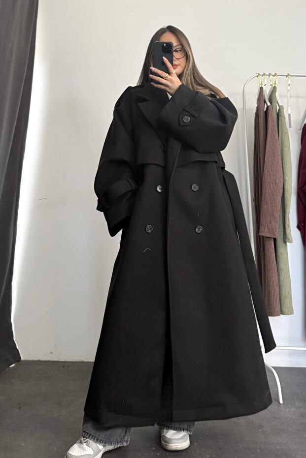 Premium Buttoned Cashmere Coat - 4