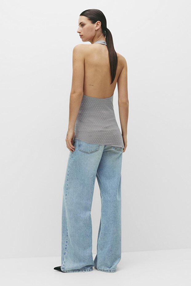 Halter drapeli parlak taşlı top - 4