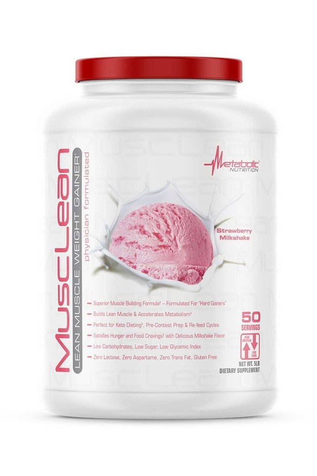 MuscLean Muscle Weight Gainer 5lbs (2.27kg) - Strawberry Milkshake