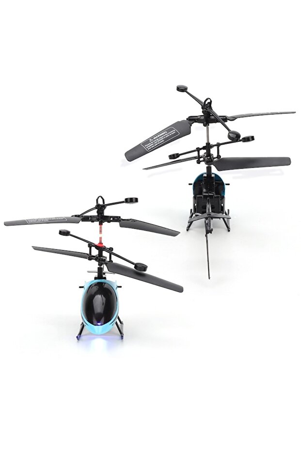 Remote Control Helicopter Jormftte, Mini Model, LED, Drop Resistant, Blue - 2