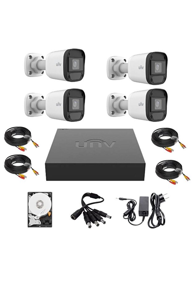 Uniview surveillance system, 4 2MP cameras, microphone, IR 20m, 4-channel 2MP hybrid DVR, 500GB hard drive - 1