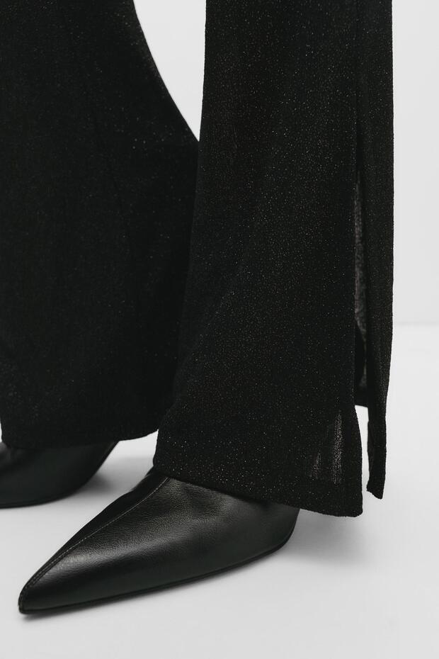 Parıltılı çan paça pantolon - 3