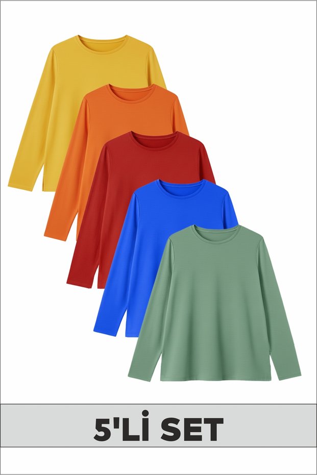 Round Neck Girls/Boys 5-Piece Sweatshirt in Vibrant & Energetic Colors