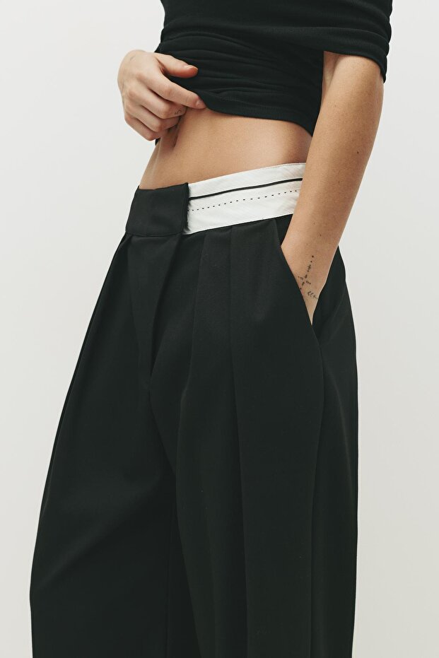 Çapraz belli kontrast pantolon - 6