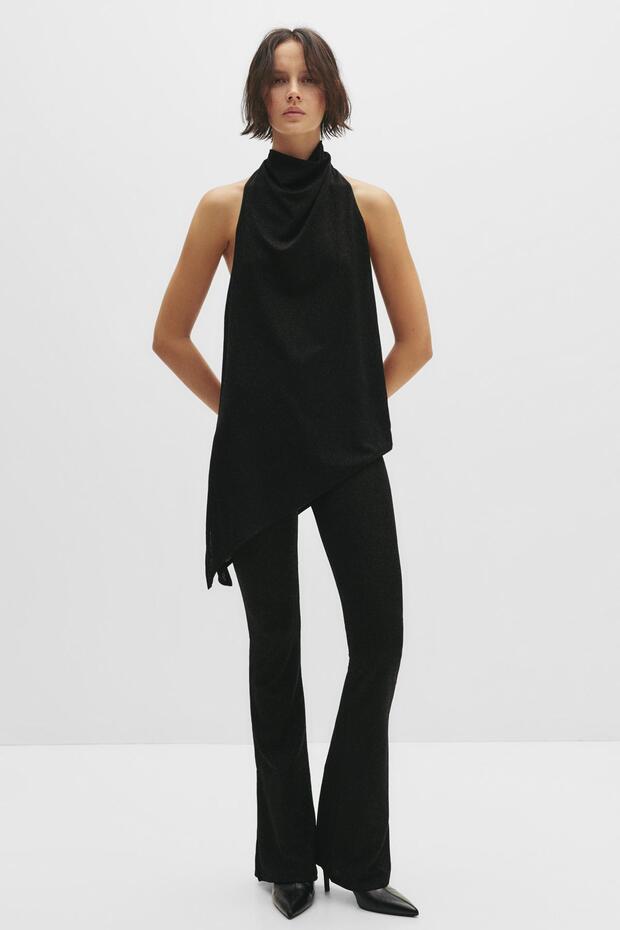 Parıltılı çan paça pantolon - 2