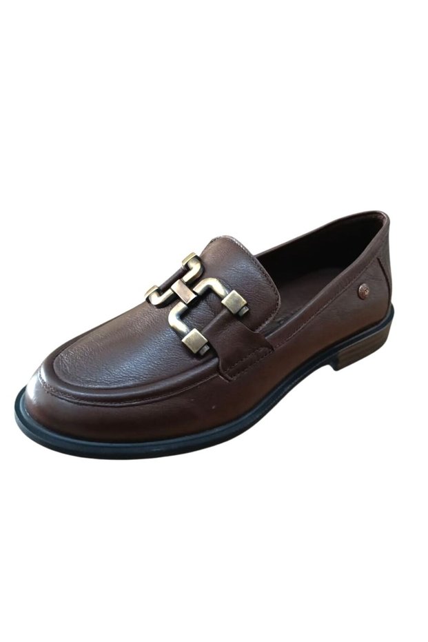 D25Ka-3415 Women's Genuine Leather Short Heeled Daily Casual Shoes