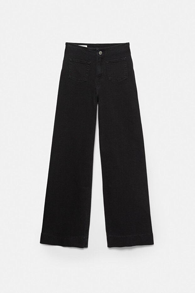 Geniş paça yama cepli jean - 7