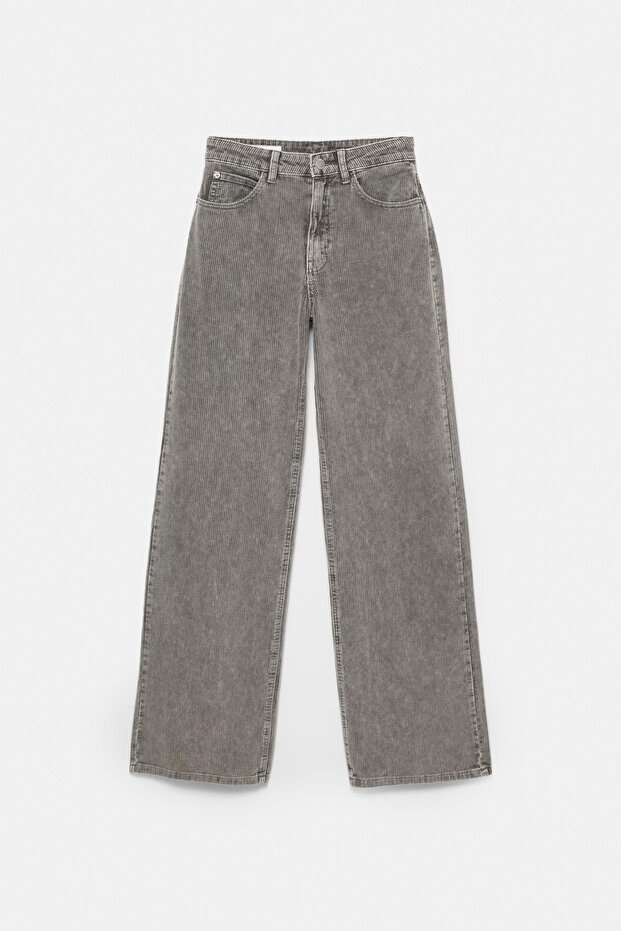 Kadife geniş paça pantolon - 7