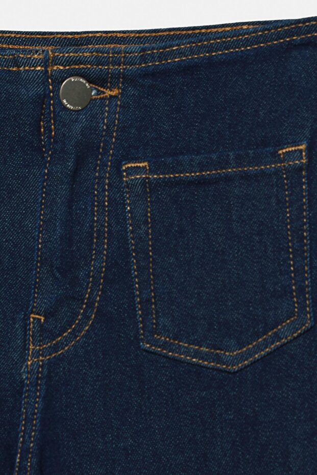 Geniş paça yama cepli jean - 9