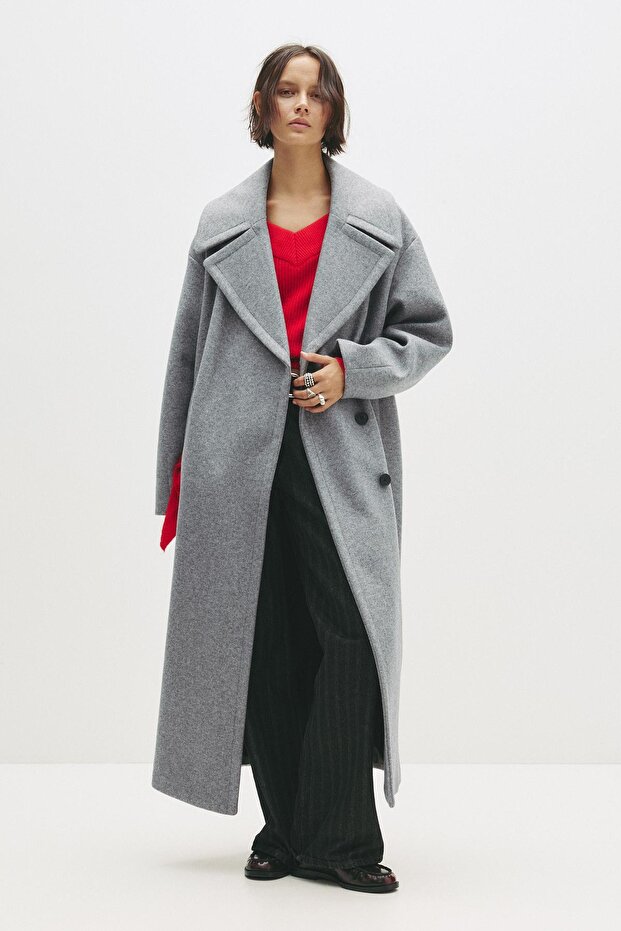 Long soft felt texture coat - 6