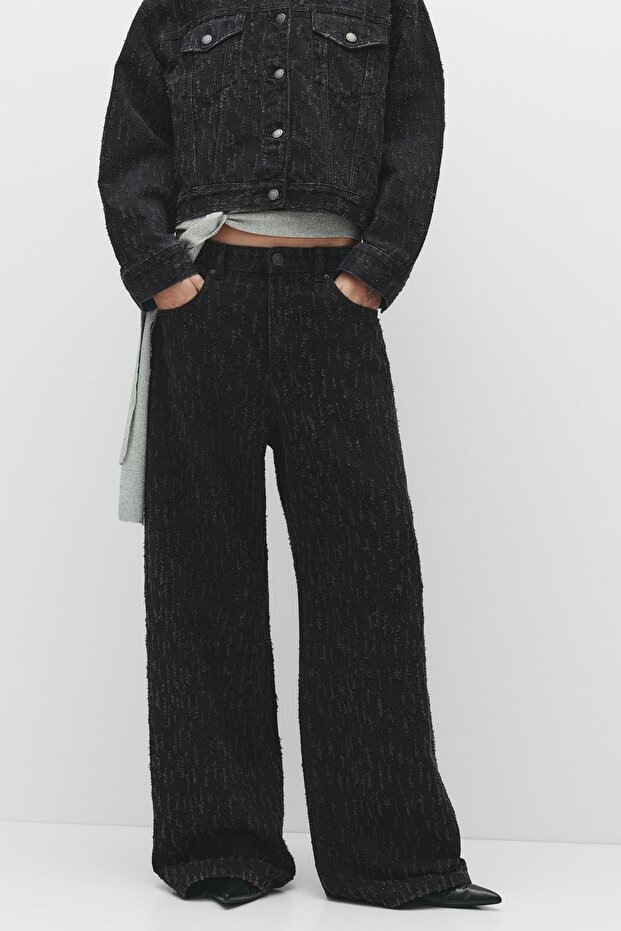 Simli dokulu düz kesim jean - 4