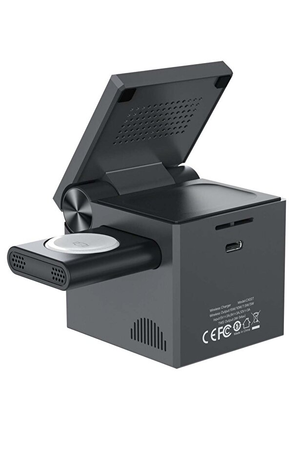 CX027 Magnetic Wireless 3-in-1 Charging Station Pocket Sized Powerhouse Compact For Travel With F