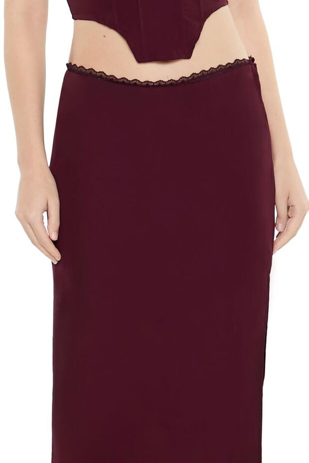 Dantel Detaylı Şifon Maxi Etek - 3