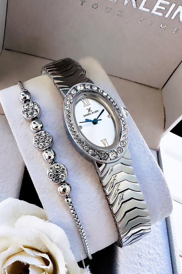 Original Oval Case Women's Wristwatch, Waterproof Silver Color Steel Band - Bracelet Gift Dkby2051C5