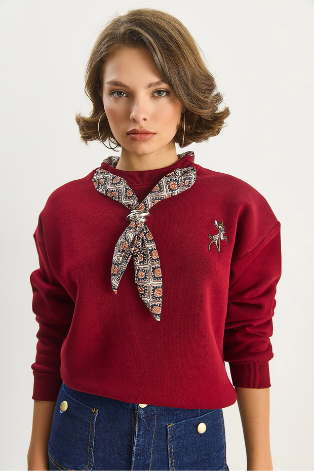 Dámska mikina s detailom šatky Ceylan Naıkışlı s tromi vláknami a širokým strihom 6916 60283615 - 3