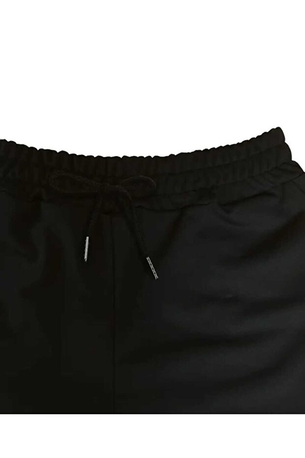 Black Wide Leg Basic Sweatpants - 7