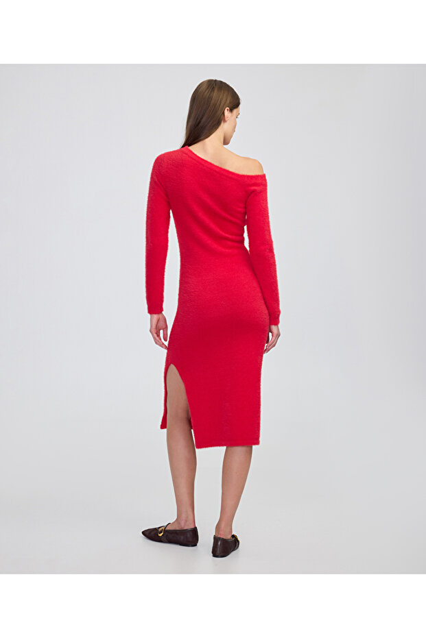 Kayık yaka triko elbise - 6