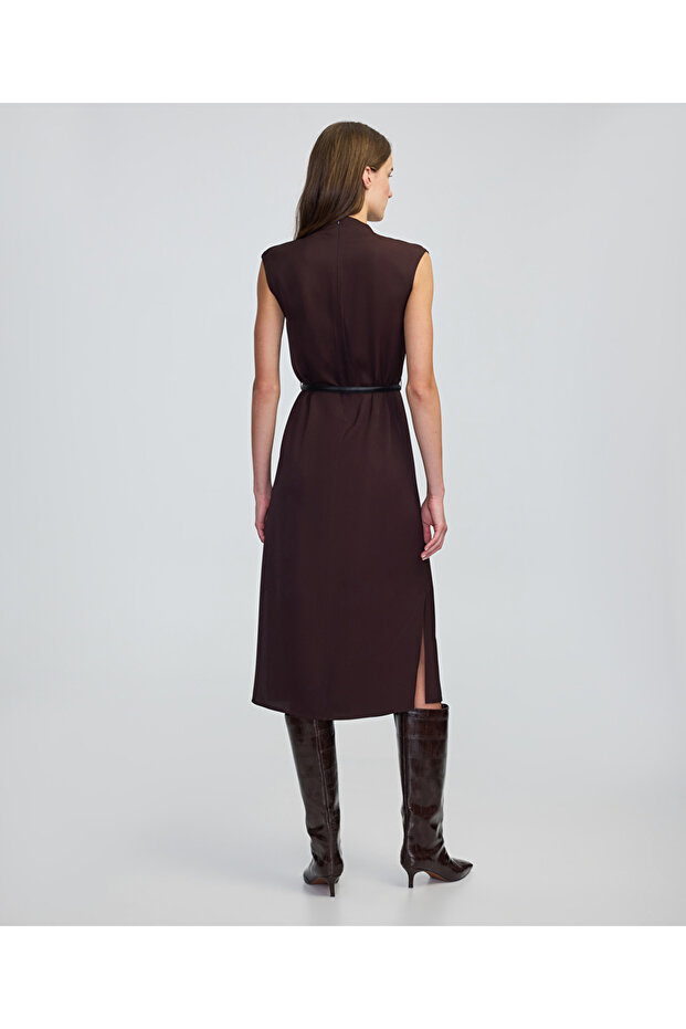 Kemerli midi elbise - 6