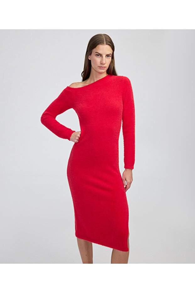 Kayık yaka triko elbise - 1