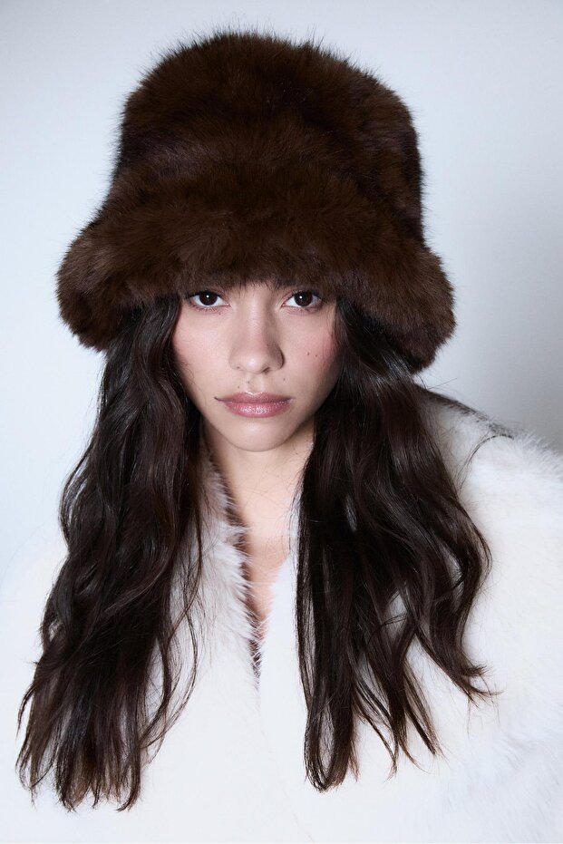 Suni kürk bucket şapka - 4