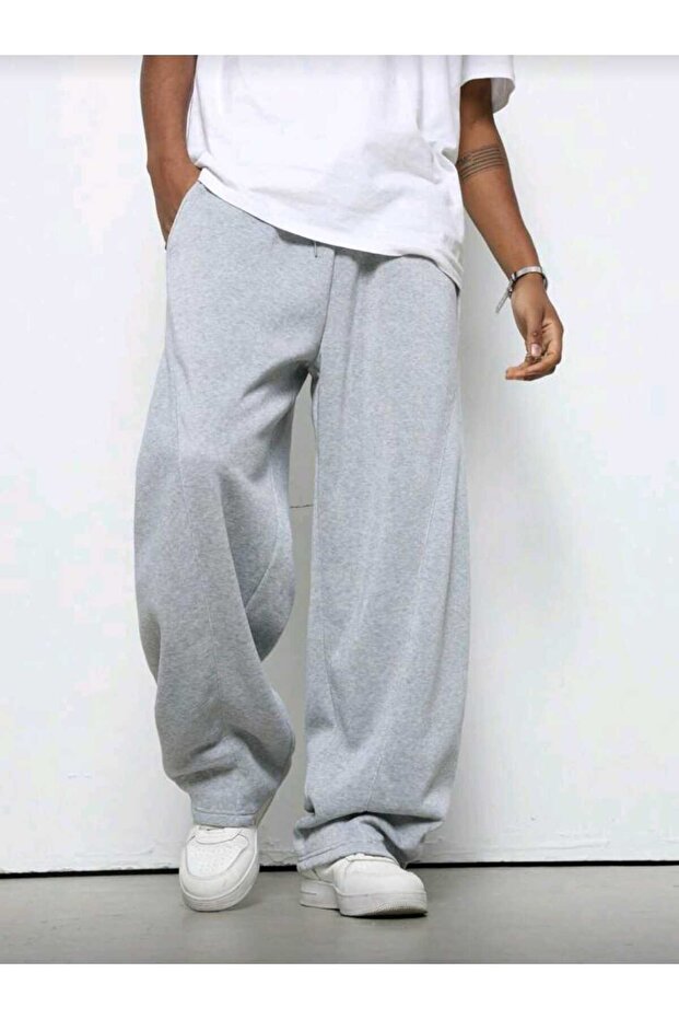 Gray Winter Men's Wide-Leg Sweatpants