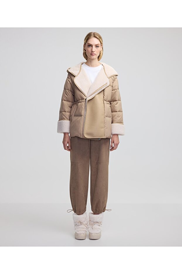 Colorblock şişme mont - 2