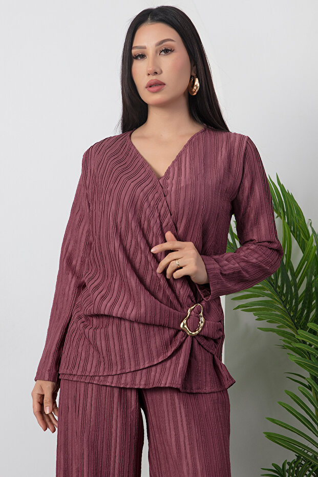 طقم مكون من قطعتين بياقة مزدوجة ومشبك D-82 - 2