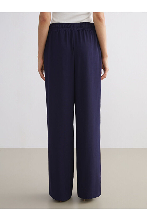 LCW Beli Lastikli Geniş Paça Kadın Pantolon (W5) - 4