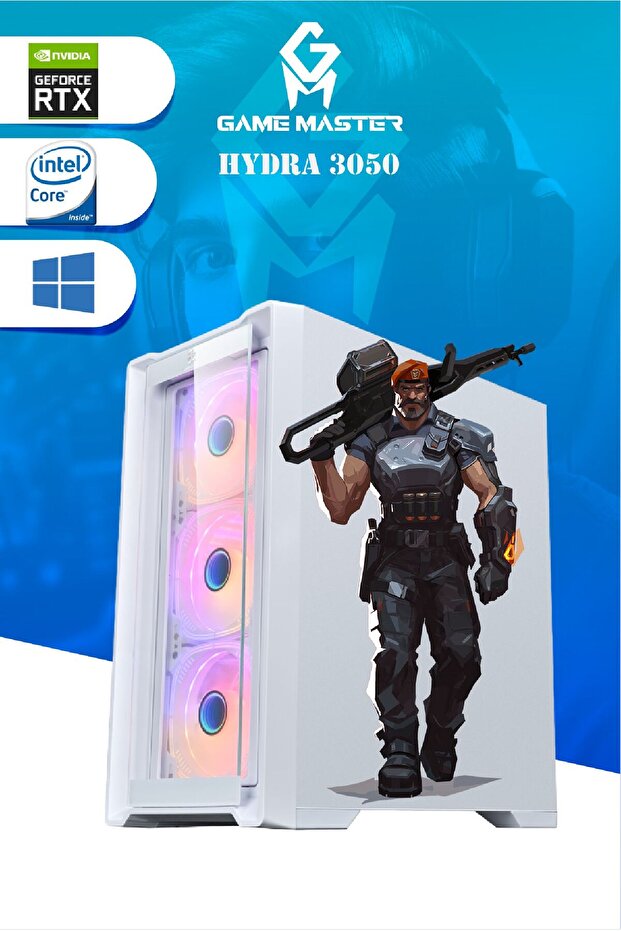 Hydra 3050 İntel i5-12400F CPU 16GB DDR4 RAM 512GB M.2 SSD RTX3050 Beyaz Gaming Pc - 3
