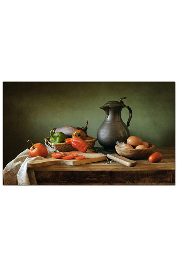 لوحه جداريه كانفس - خضروات و بيض - e109 - 1