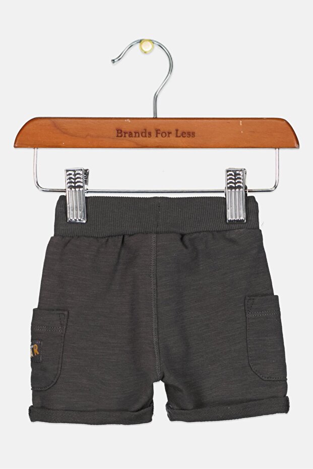 شورت أساسي سادة للأولاد الصغار، رمادي - 2